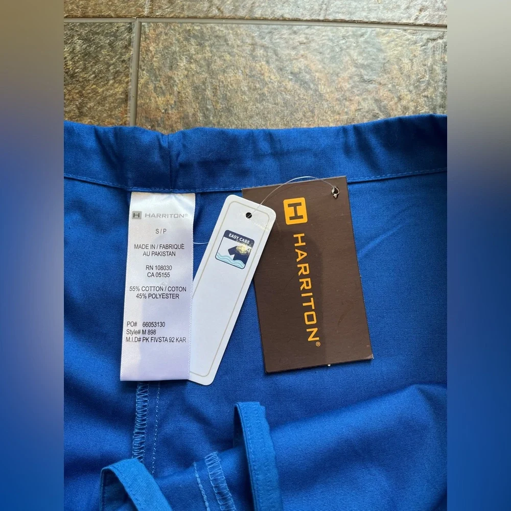 New Harriton blue adult scrub lab medical pants with drawstring waist.Size small - Picture 3 of 9